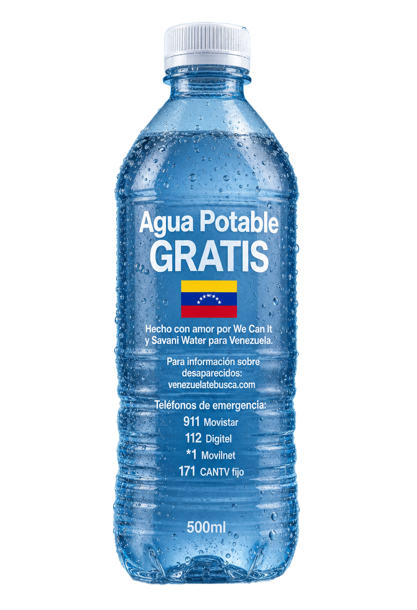 Botella de agua potable de 500ml GRATIS para Venezuela