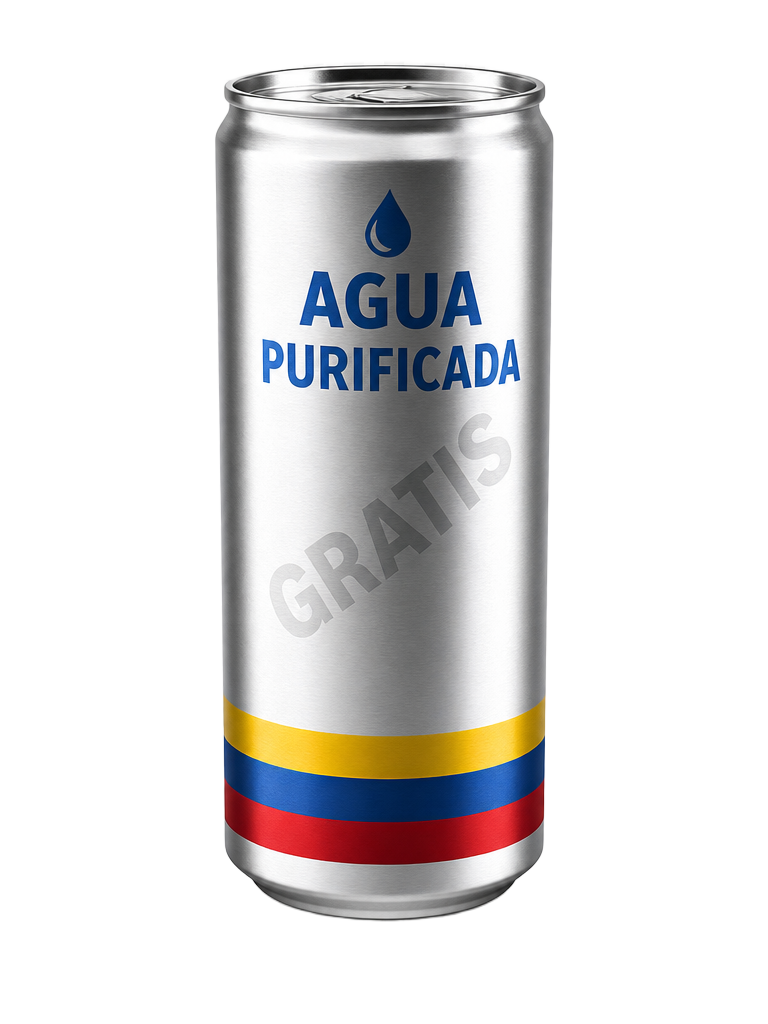 Lata de Agua Purificada GRATIS para Venezuela